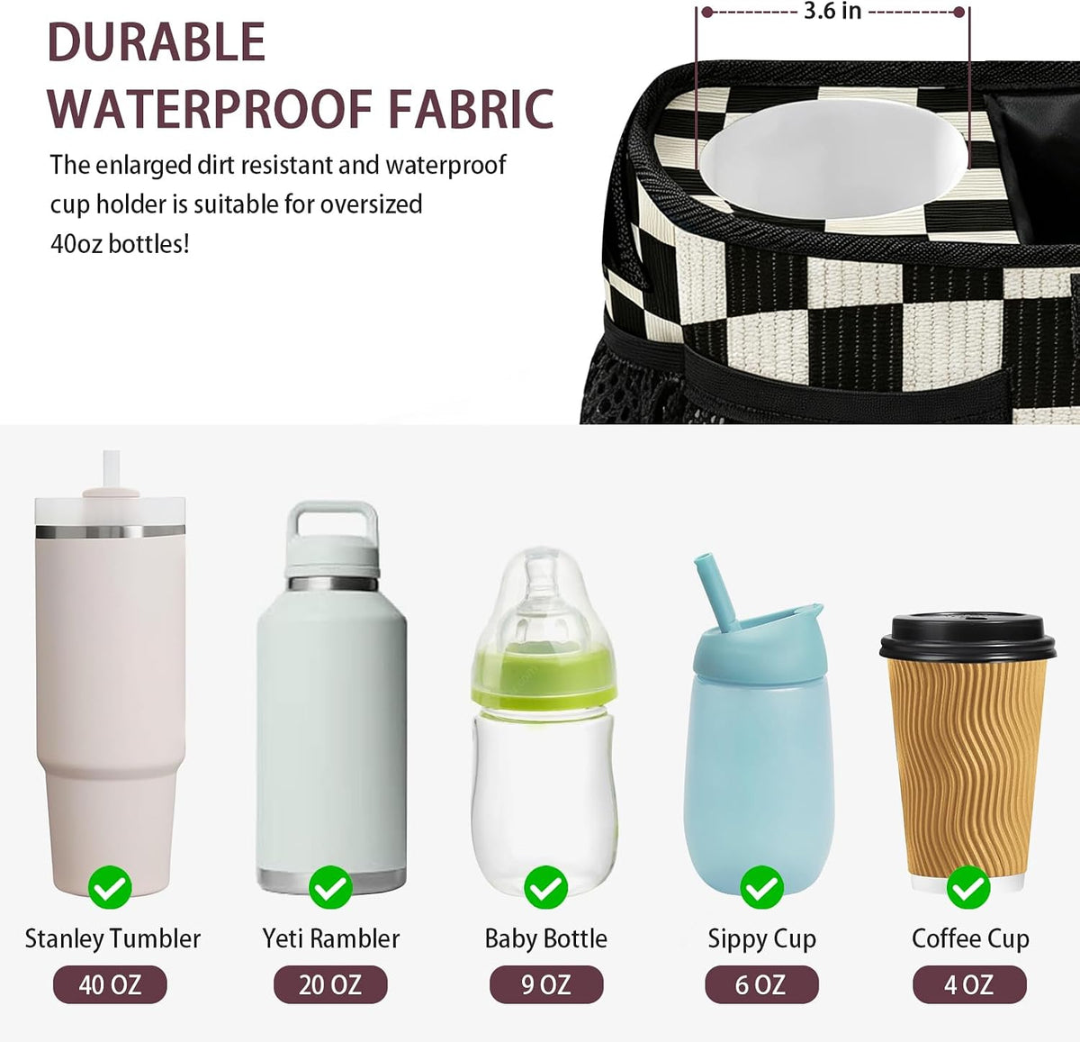 Femuar Universal Stroller Organizer, Stroller Caddy with Cup Holder