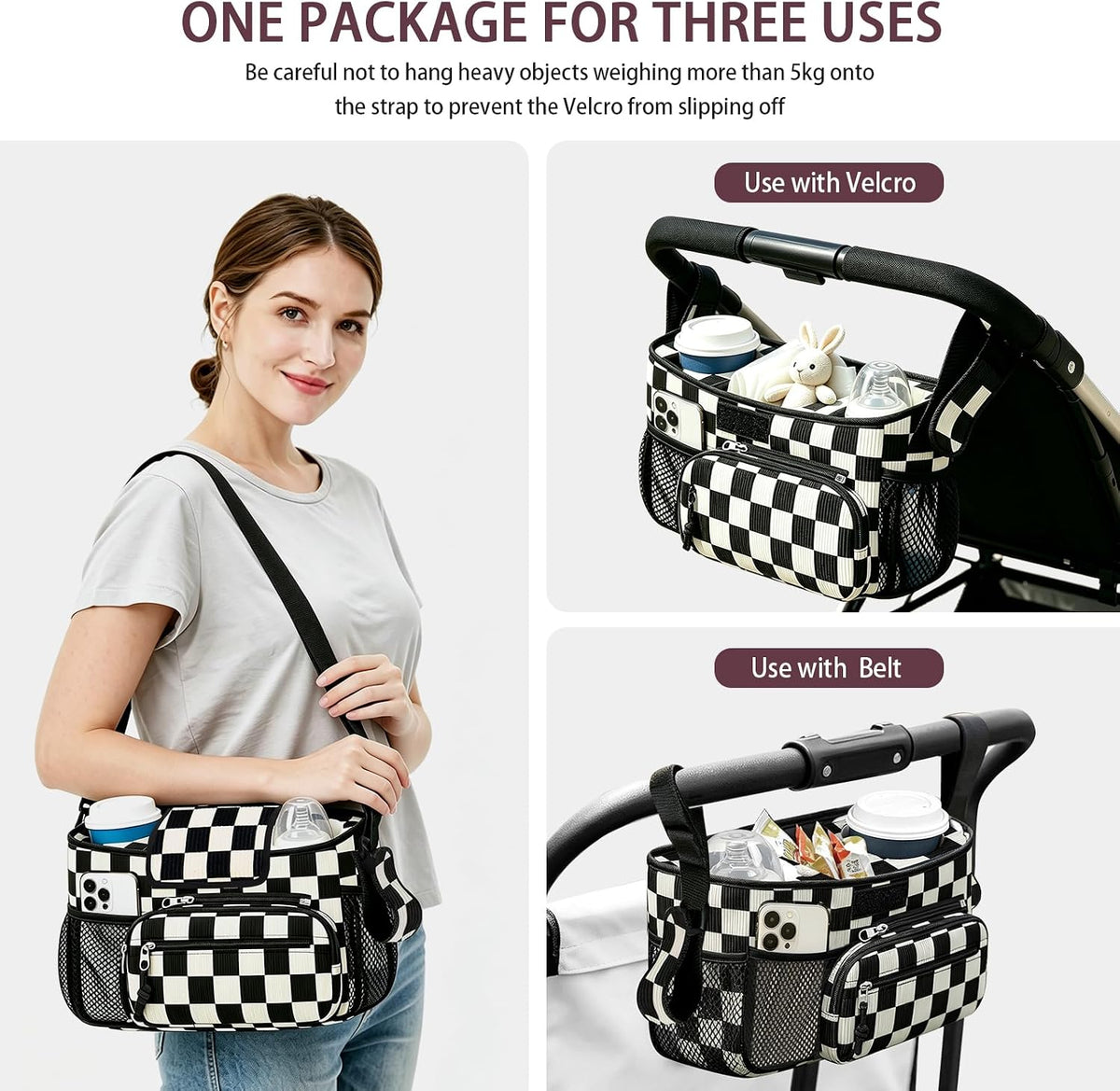 Femuar Universal Stroller Organizer, Stroller Caddy with Cup Holder