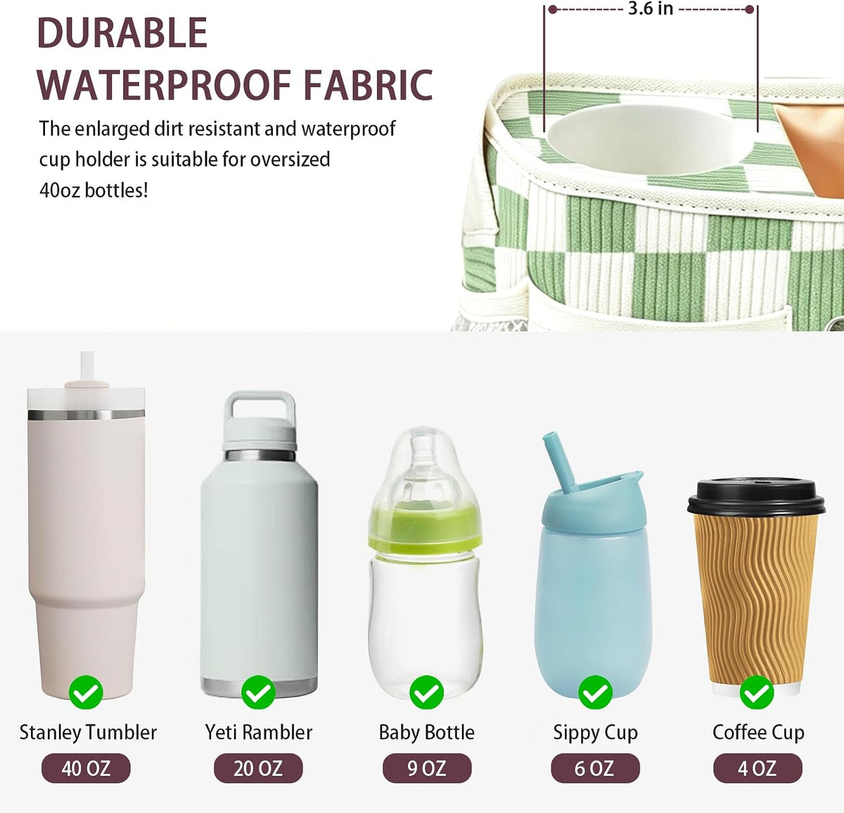Femuar Universal Stroller Organizer, Stroller Caddy with Cup Holder