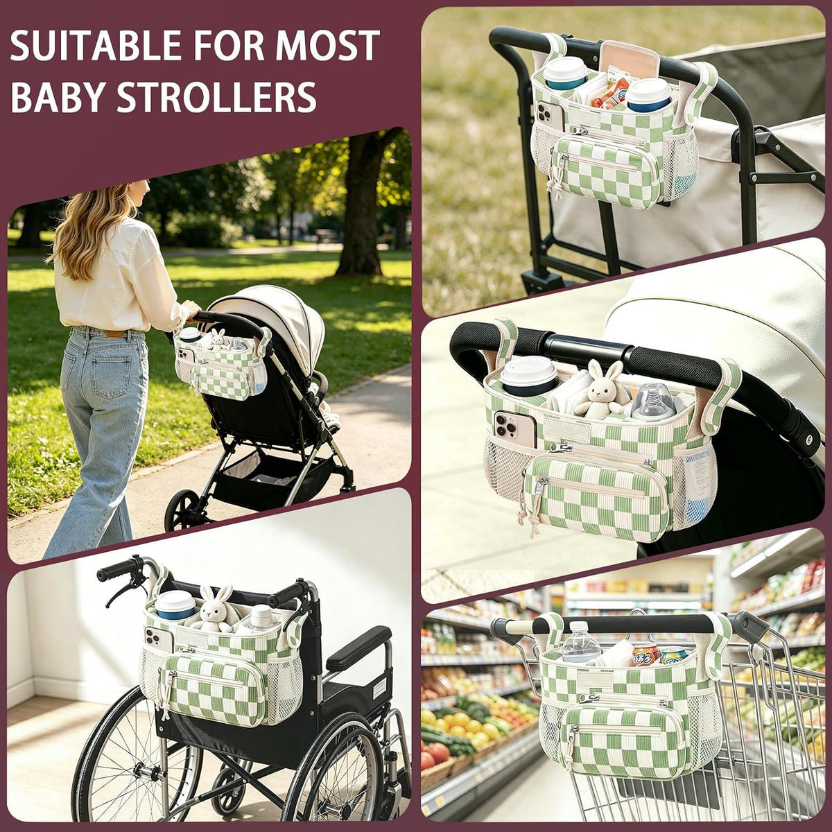 Femuar Universal Stroller Organizer, Stroller Caddy with Cup Holder