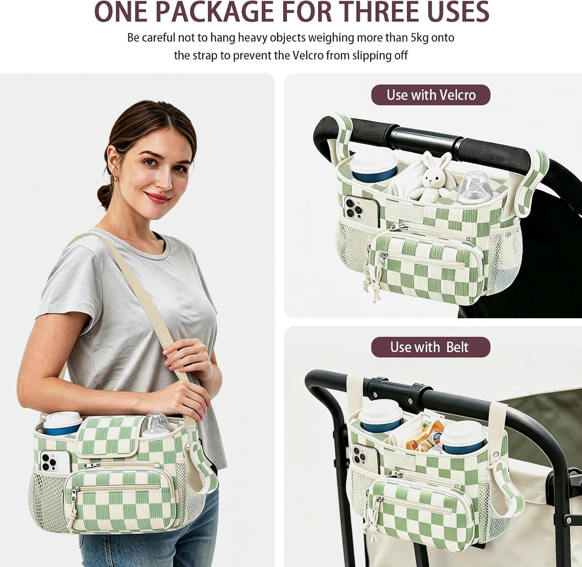 Femuar Universal Stroller Organizer, Stroller Caddy with Cup Holder