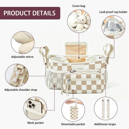 Femuar Universal Stroller Organizer, Stroller Caddy with Cup Holder