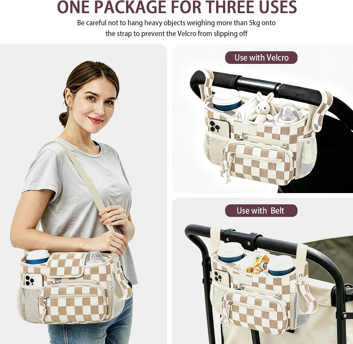 Femuar Universal Stroller Organizer, Stroller Caddy with Cup Holder