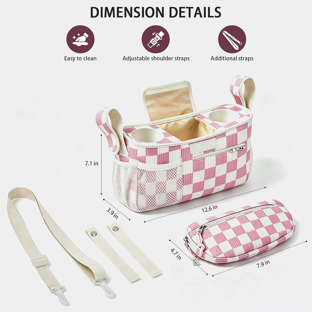 Femuar Universal Stroller Organizer, Stroller Caddy with Cup Holder