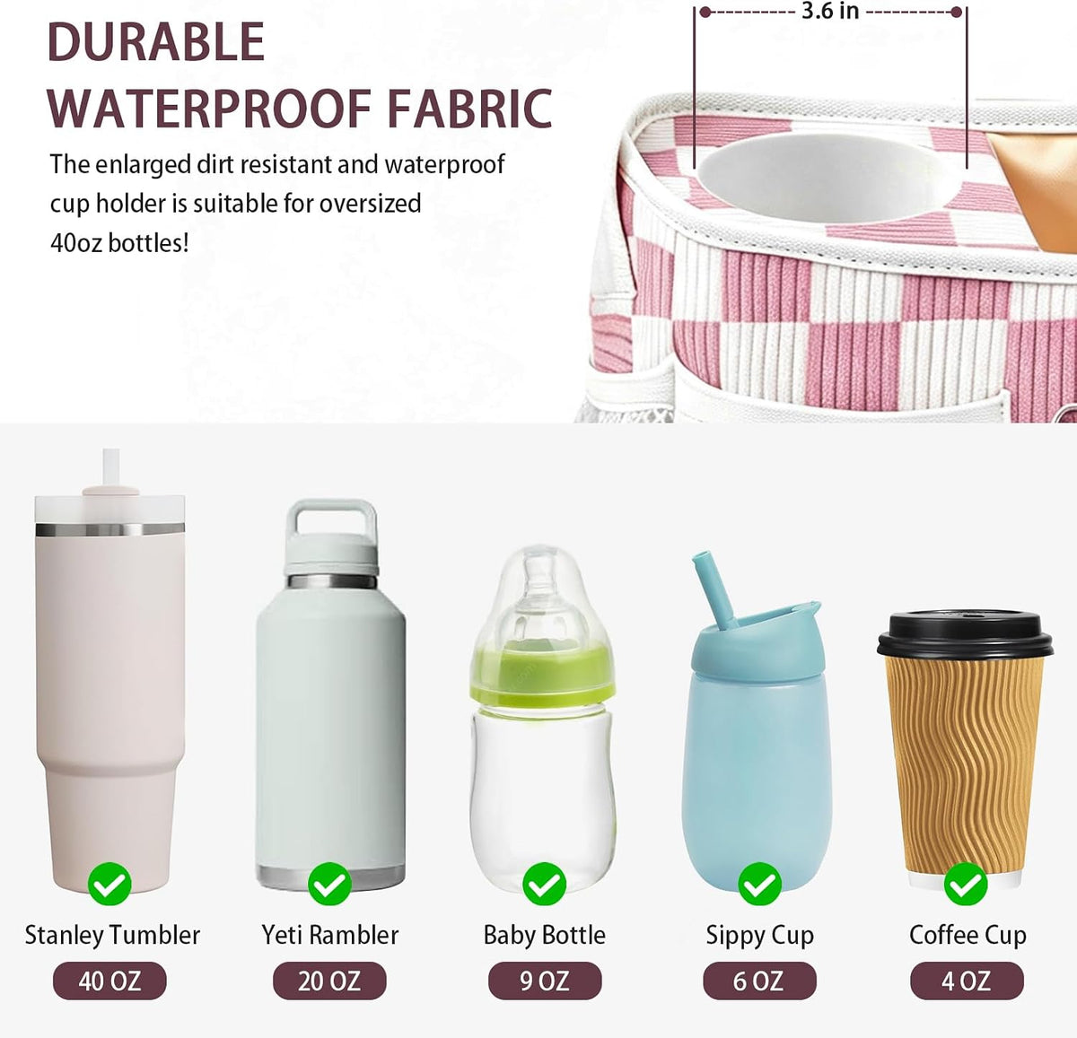 Femuar Universal Stroller Organizer, Stroller Caddy with Cup Holder