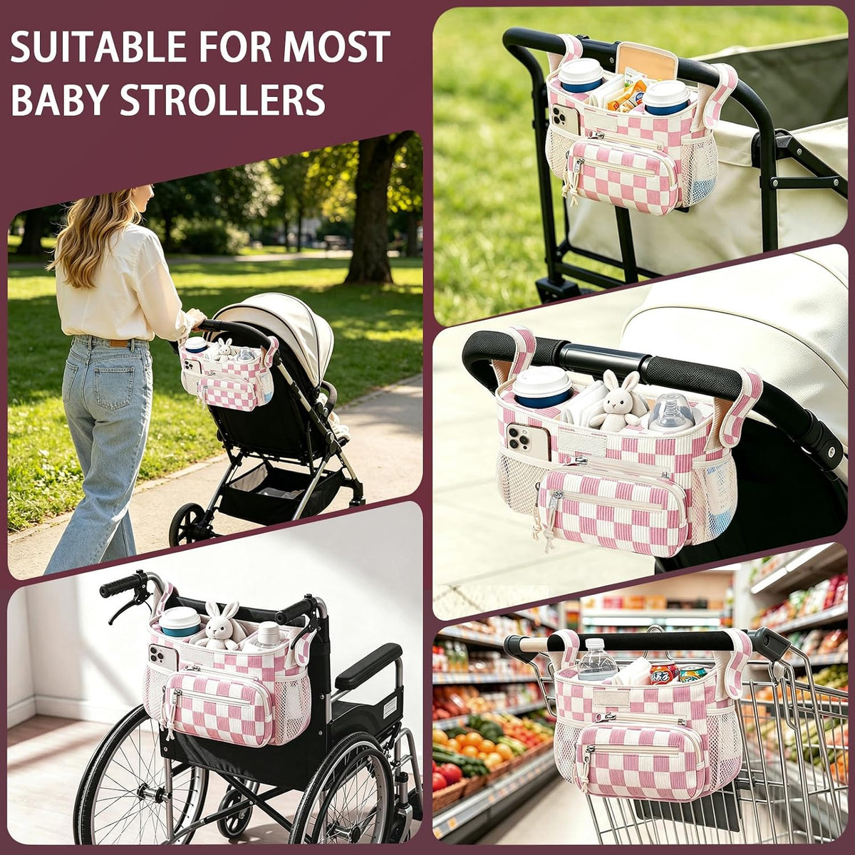 Femuar Universal Stroller Organizer, Stroller Caddy with Cup Holder