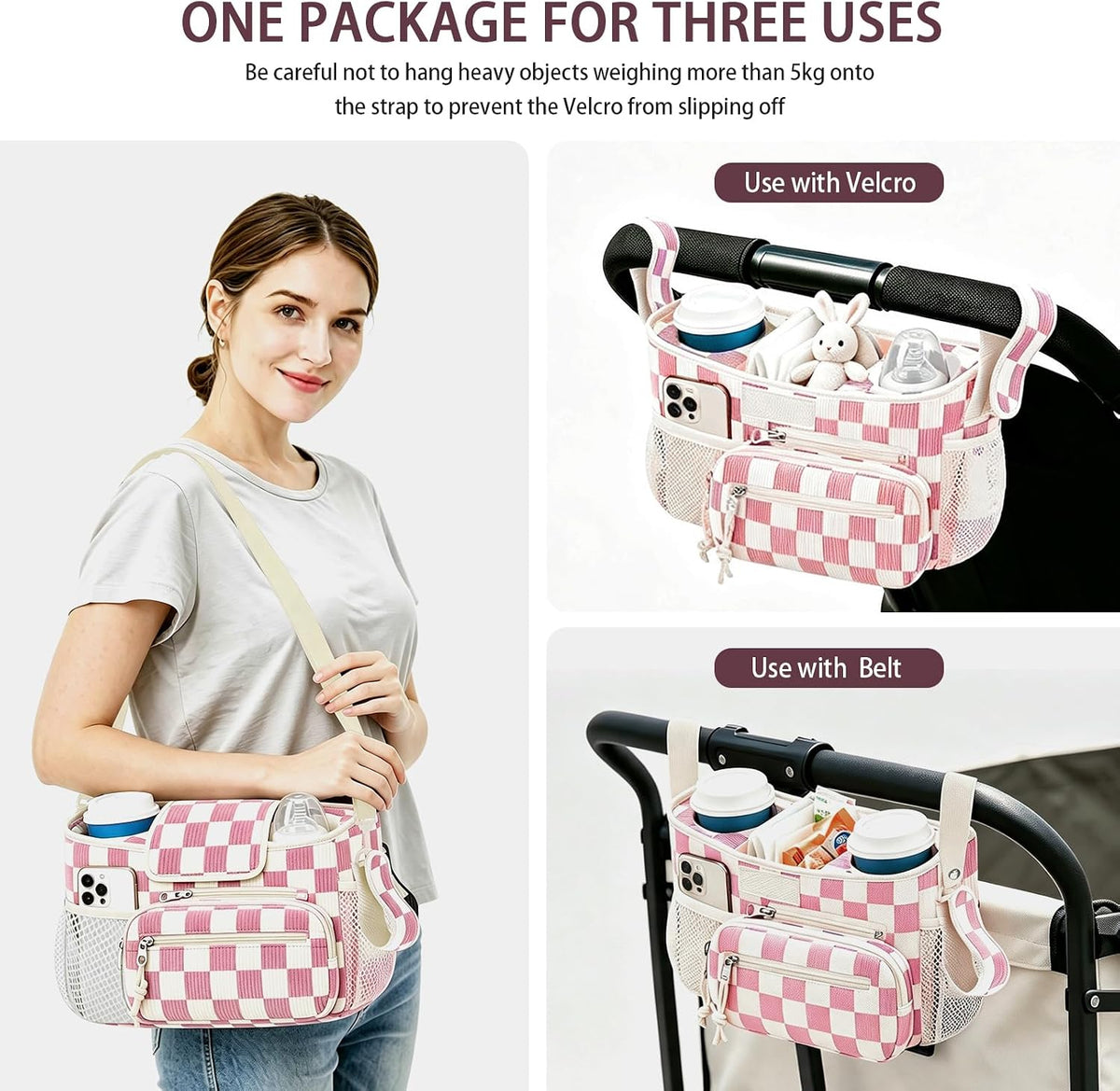 Femuar Universal Stroller Organizer, Stroller Caddy with Cup Holder