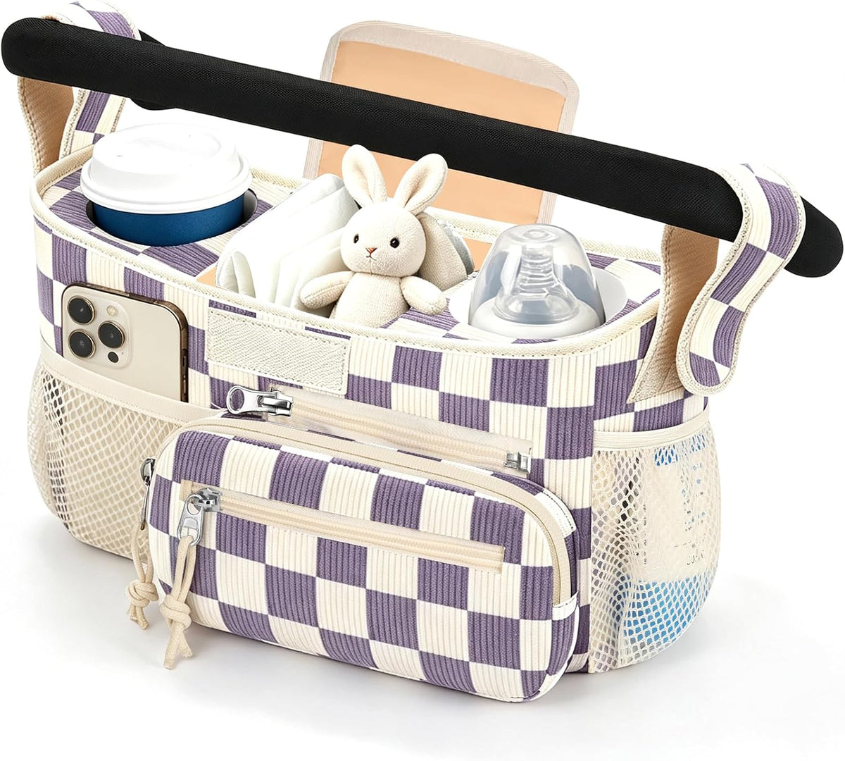 Femuar Universal Stroller Organizer, Stroller Caddy with Cup Holder