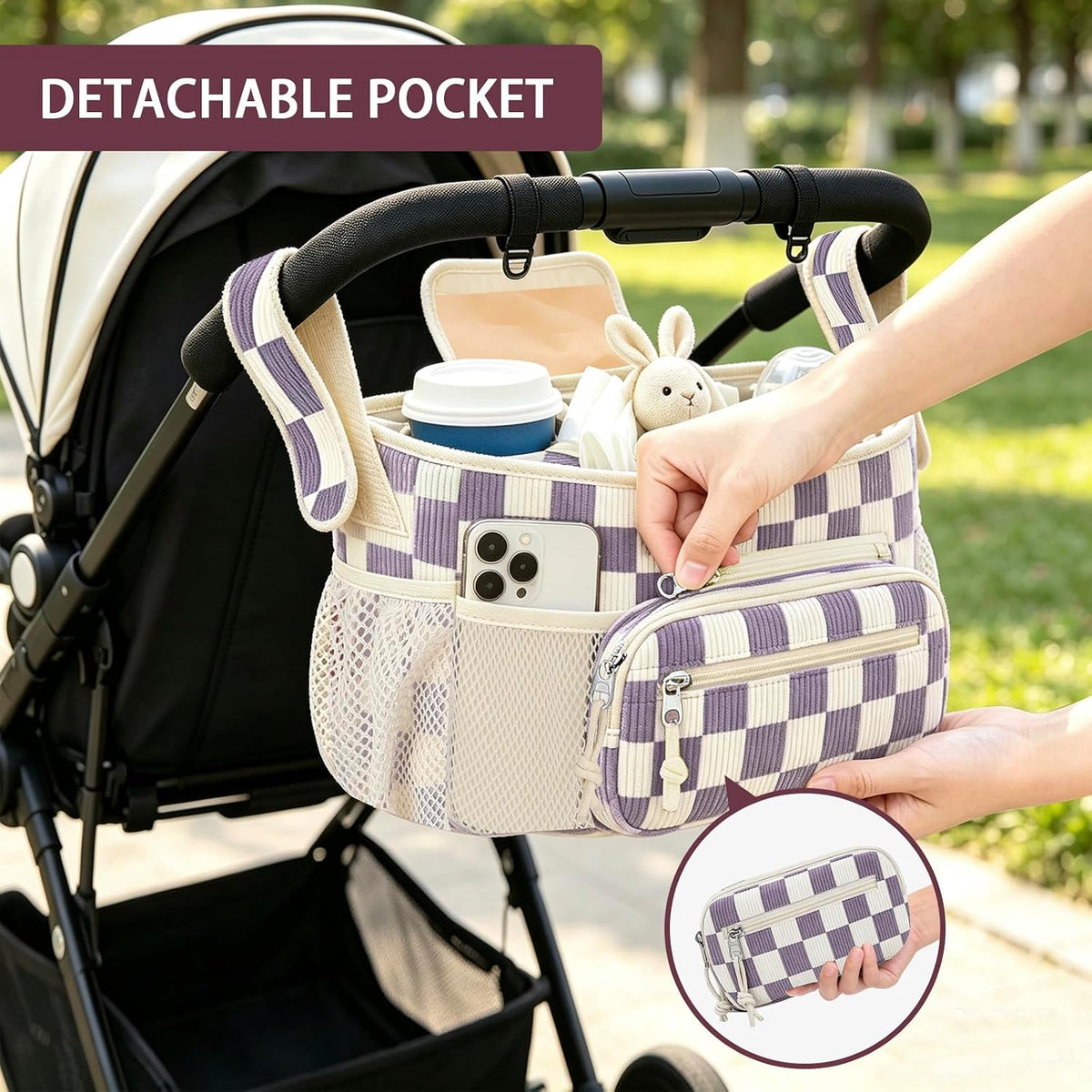Femuar Universal Stroller Organizer, Stroller Caddy with Cup Holder