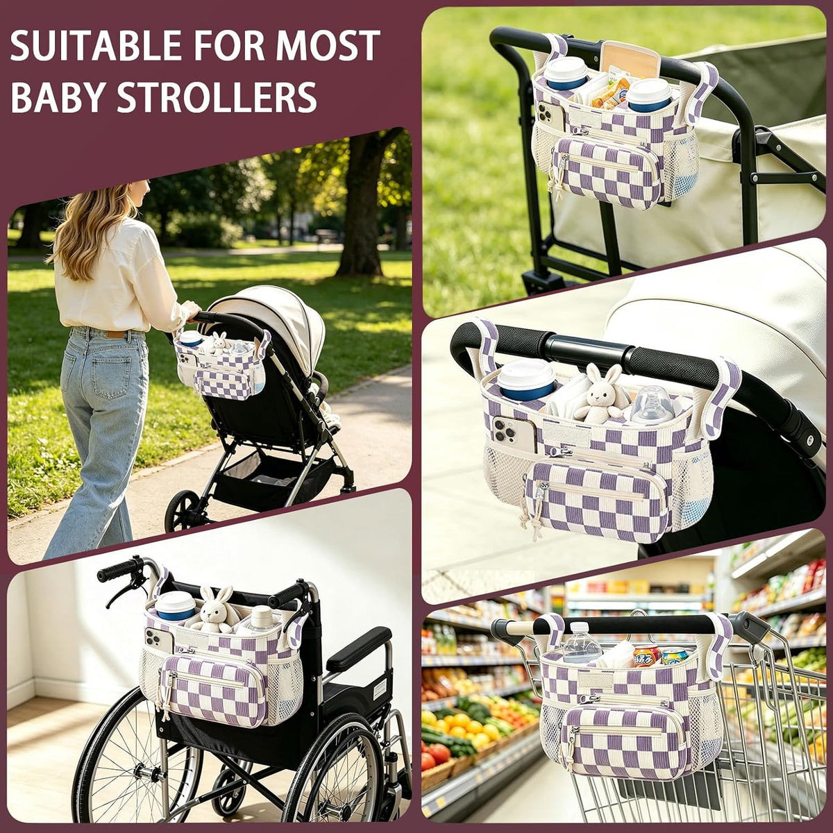 Femuar Universal Stroller Organizer, Stroller Caddy with Cup Holder