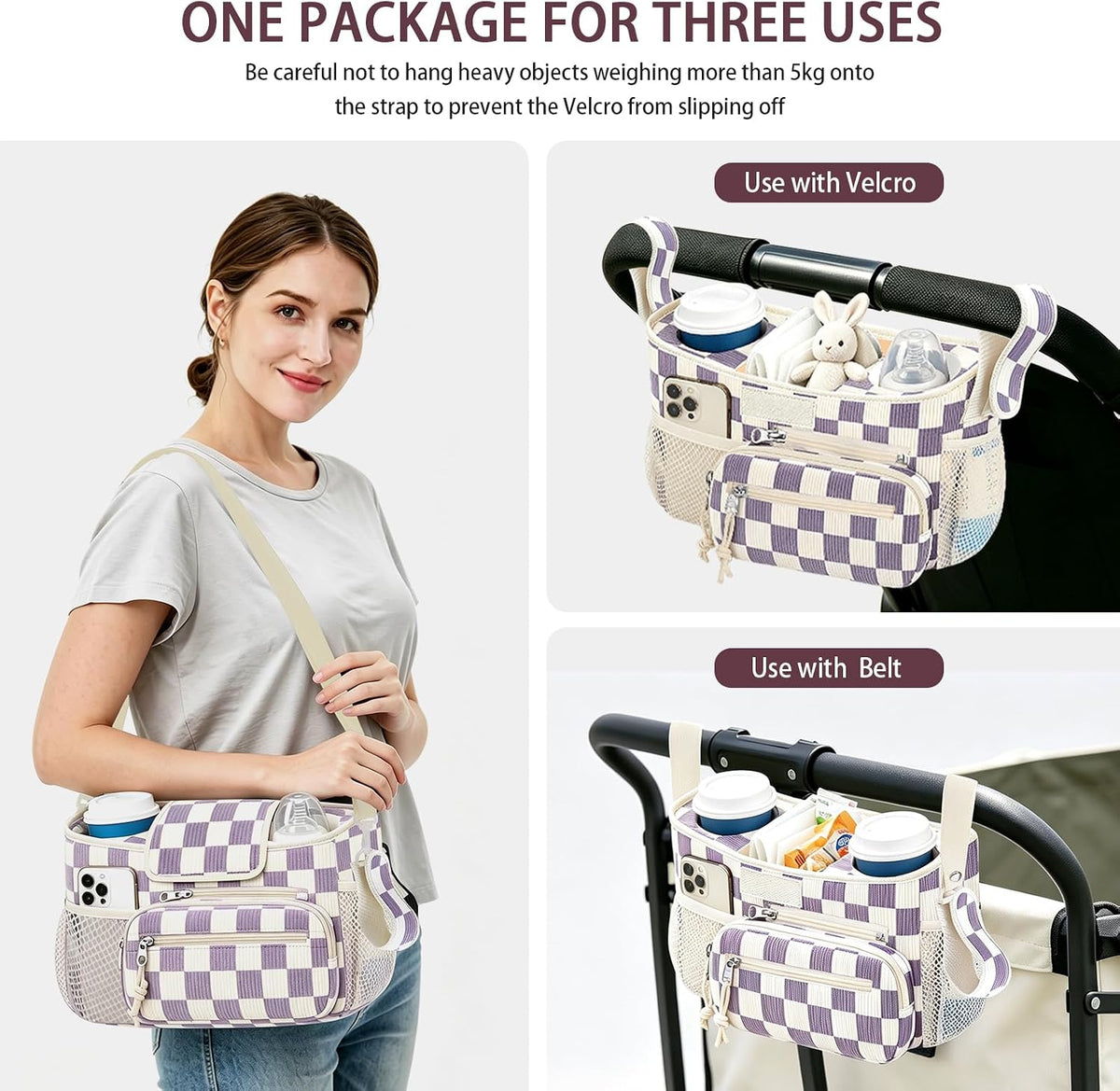 Femuar Universal Stroller Organizer, Stroller Caddy with Cup Holder