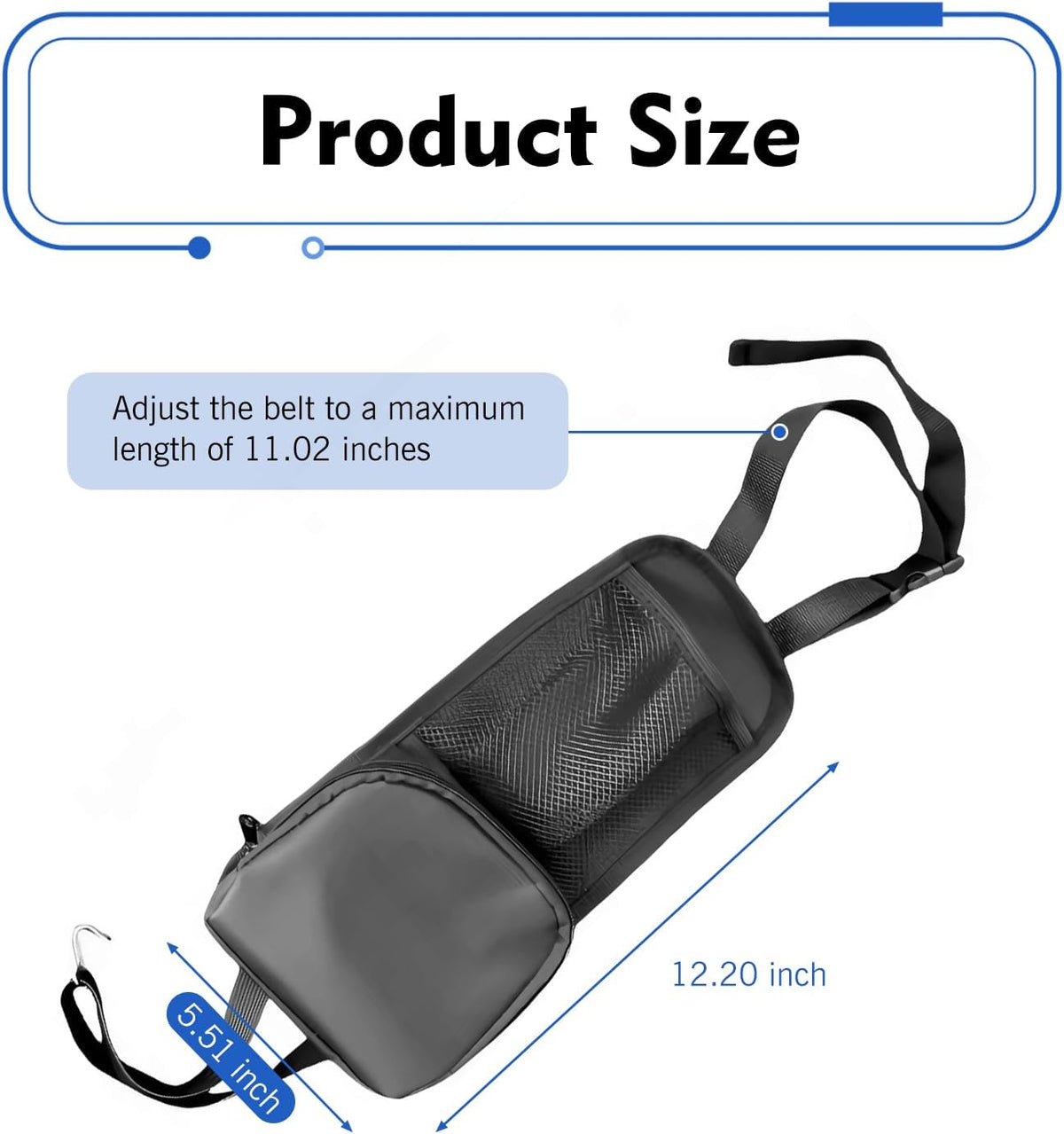 2PCS Car Seat Side Organizer, Multi-Pocket Storage Hanging Bag, Multifunctional Mesh Net Pocket, Holds Phones, Drink, Glasses, Wallet, for Cars, Trucks, Black