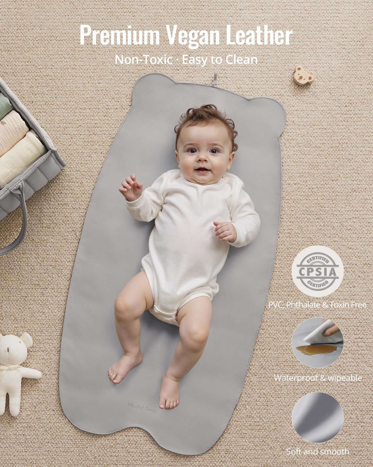 Waterproof Portable Baby Changing Pad, Light Green