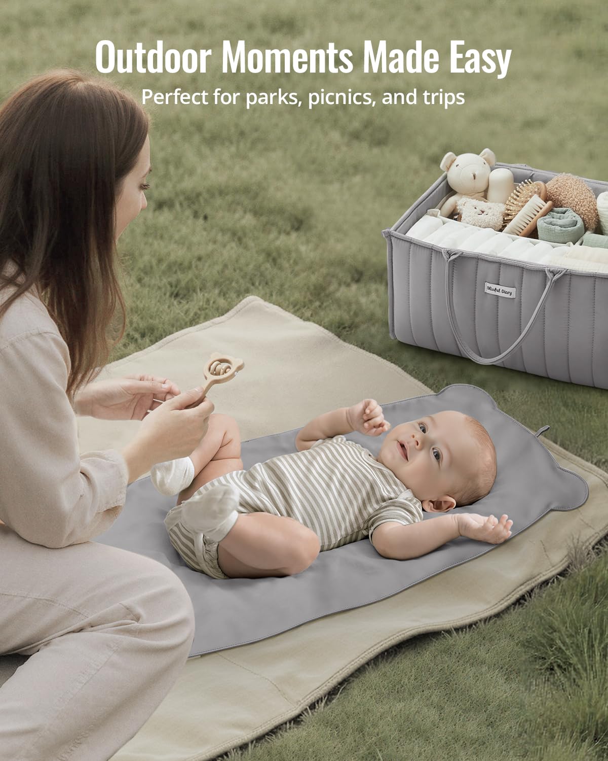 Waterproof Portable Baby Changing Pad, Light Green