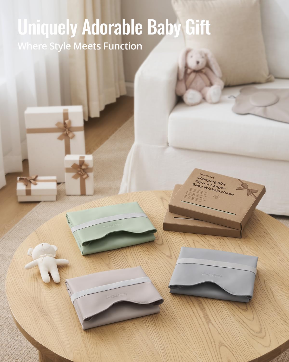 Waterproof Portable Baby Changing Pad, Light Green