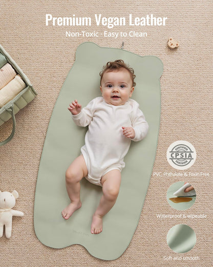 Waterproof Portable Baby Changing Pad, Light Green