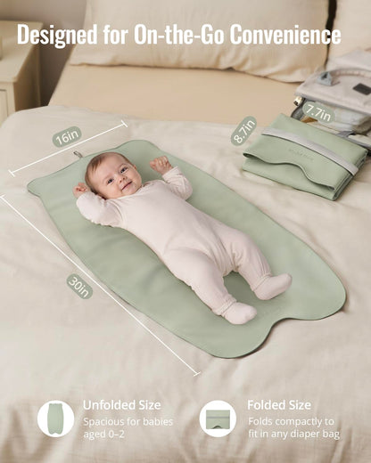 Waterproof Portable Baby Changing Pad, Light Green