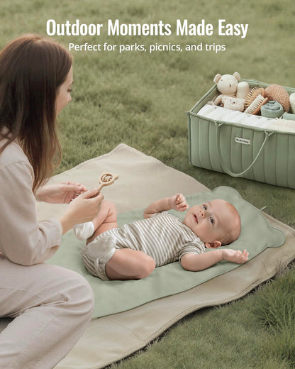 Waterproof Portable Baby Changing Pad, Light Green