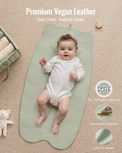 Waterproof Portable Baby Changing Pad, Light Green