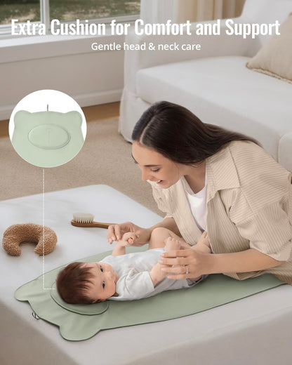 Waterproof Portable Baby Changing Pad, Light Green