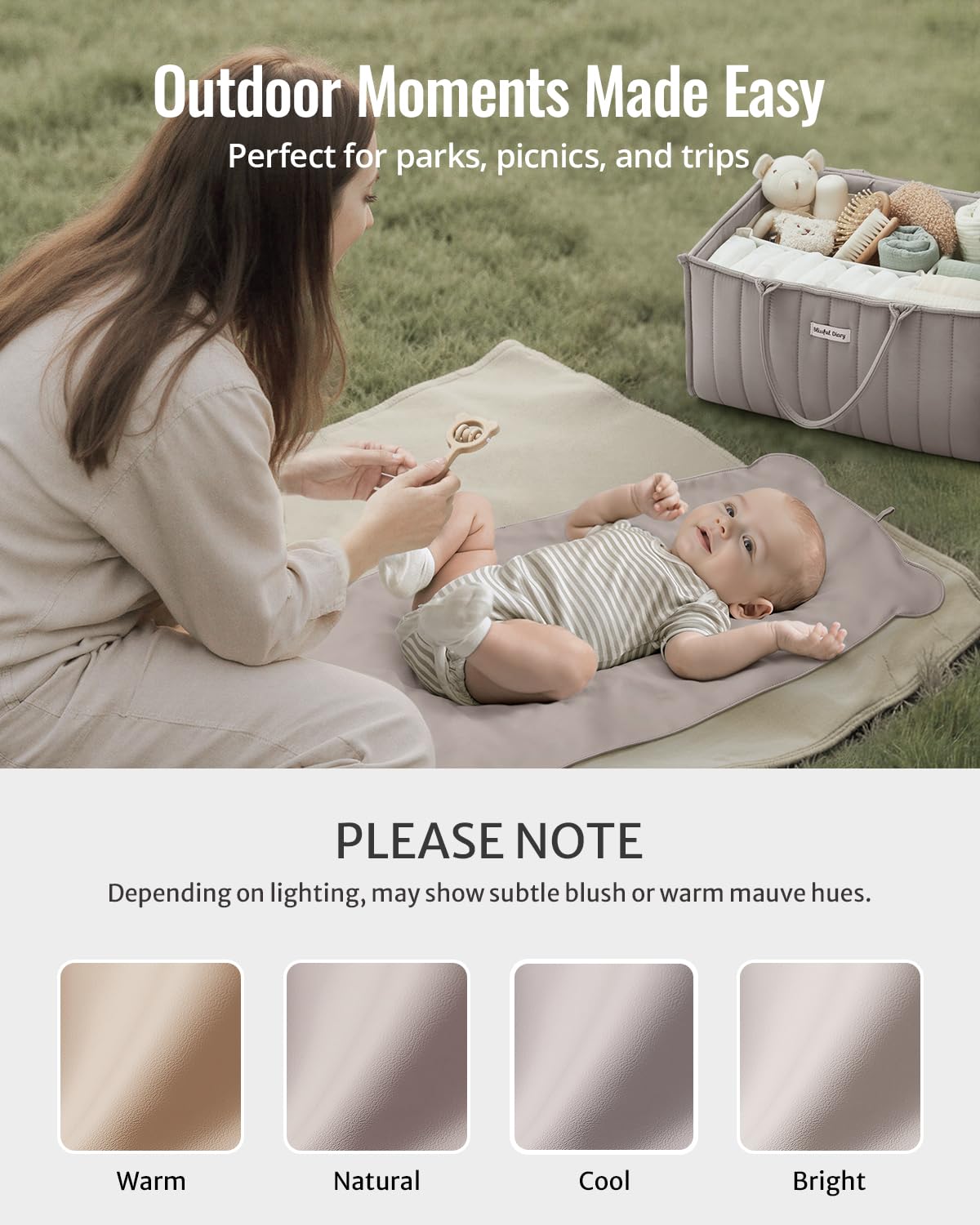 Waterproof Portable Baby Changing Pad, Light Green