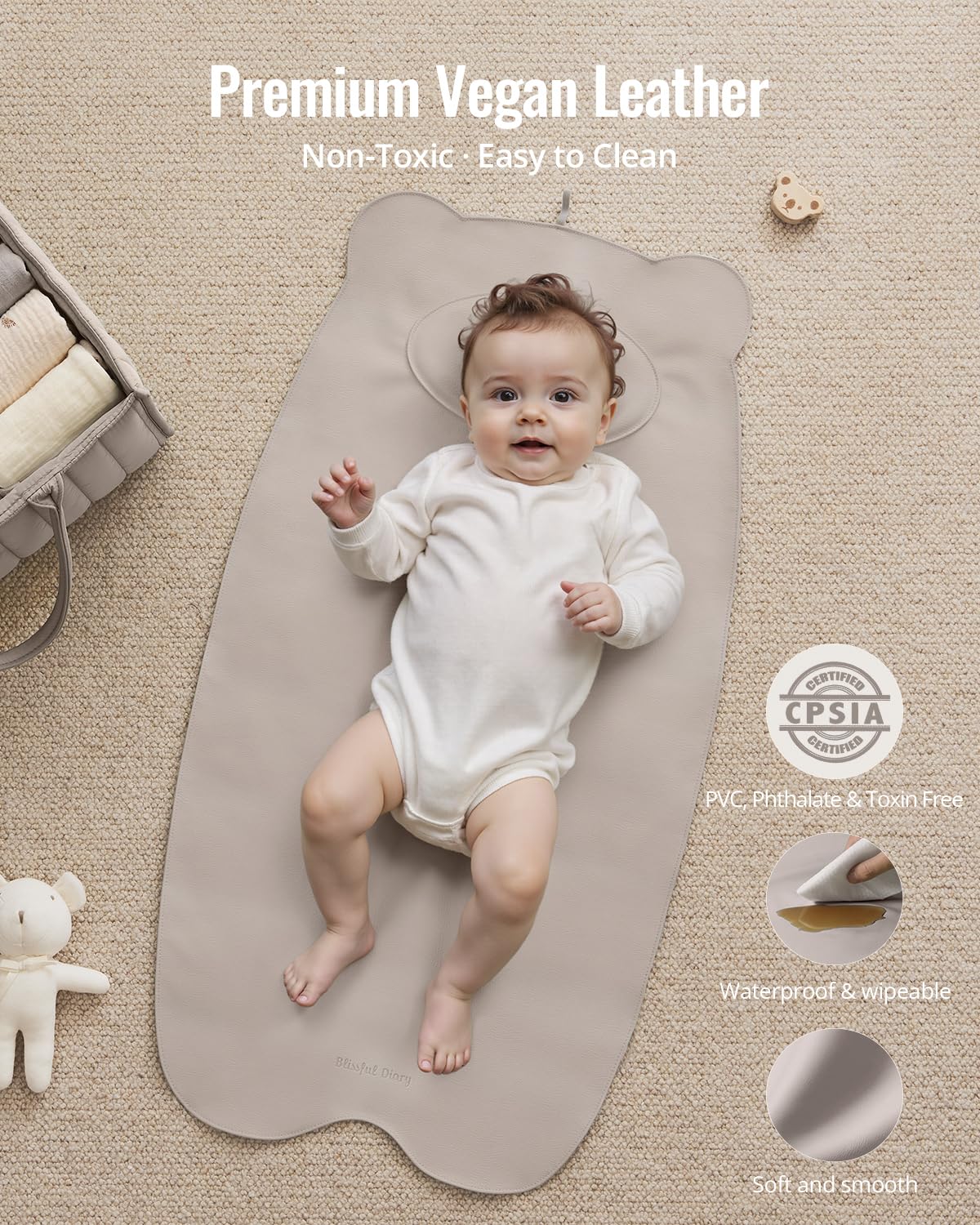 Waterproof Portable Baby Changing Pad, Light Green