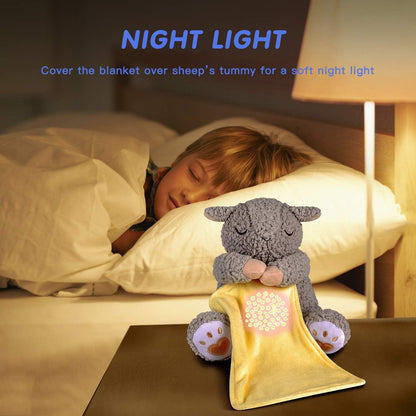 Baby White Noise Machine Stuffed Animal Toy, Mom's Heartbeat Lullabies Sheep Sleep Soother, Nursery Decor Night Light Projector, Toddler Crib Sleeping Aid, Babies Shower Gifts Portable