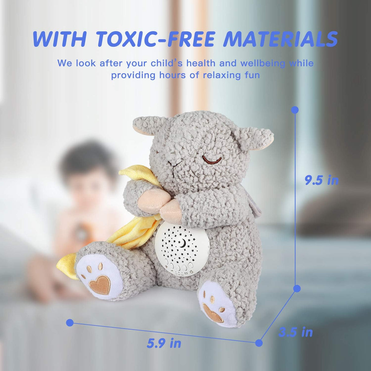 Baby White Noise Machine Stuffed Animal Toy, Mom's Heartbeat Lullabies Sheep Sleep Soother, Nursery Decor Night Light Projector, Toddler Crib Sleeping Aid, Babies Shower Gifts Portable
