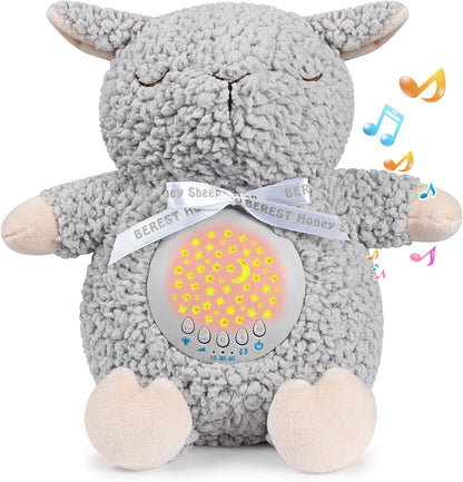 Baby White Noise Machine Stuffed Animal Toy, Mom's Heartbeat Lullabies Sheep Sleep Soother, Nursery Decor Night Light Projector, Toddler Crib Sleeping Aid, Babies Shower Gifts Portable
