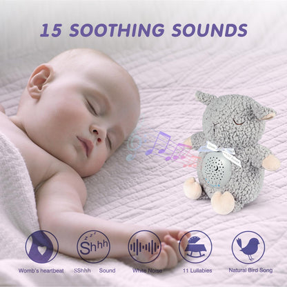 Baby White Noise Machine Stuffed Animal Toy, Mom's Heartbeat Lullabies Sheep Sleep Soother, Nursery Decor Night Light Projector, Toddler Crib Sleeping Aid, Babies Shower Gifts Portable