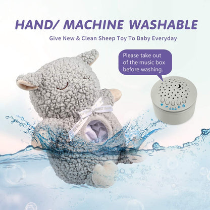 Baby White Noise Machine Stuffed Animal Toy, Mom's Heartbeat Lullabies Sheep Sleep Soother, Nursery Decor Night Light Projector, Toddler Crib Sleeping Aid, Babies Shower Gifts Portable