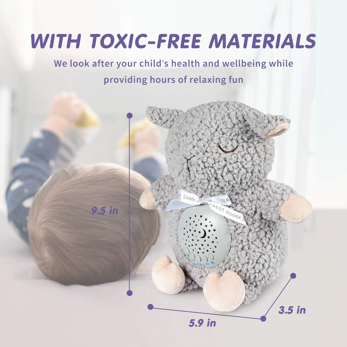 Baby White Noise Machine Stuffed Animal Toy, Mom's Heartbeat Lullabies Sheep Sleep Soother, Nursery Decor Night Light Projector, Toddler Crib Sleeping Aid, Babies Shower Gifts Portable