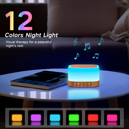 Sound Machine White Noise Machine with 25 Soothing Sounds 12 Colors Light with 10 Adjustable Levels 32 Adjustable Volumes 5 Timers Portable Sleep Machine for Adults Kids Baby (Wood)