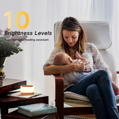 Sound Machine White Noise Machine with 25 Soothing Sounds 12 Colors Light with 10 Adjustable Levels 32 Adjustable Volumes 5 Timers Portable Sleep Machine for Adults Kids Baby (Wood)