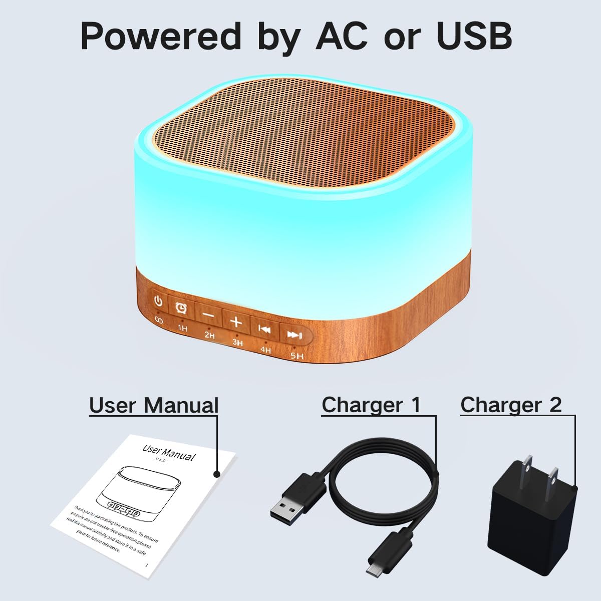 Sound Machine White Noise Machine with 25 Soothing Sounds 12 Colors Light with 10 Adjustable Levels 32 Adjustable Volumes 5 Timers Portable Sleep Machine for Adults Kids Baby (Wood)