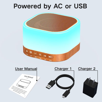 Sound Machine White Noise Machine with 25 Soothing Sounds 12 Colors Light with 10 Adjustable Levels 32 Adjustable Volumes 5 Timers Portable Sleep Machine for Adults Kids Baby (Wood)