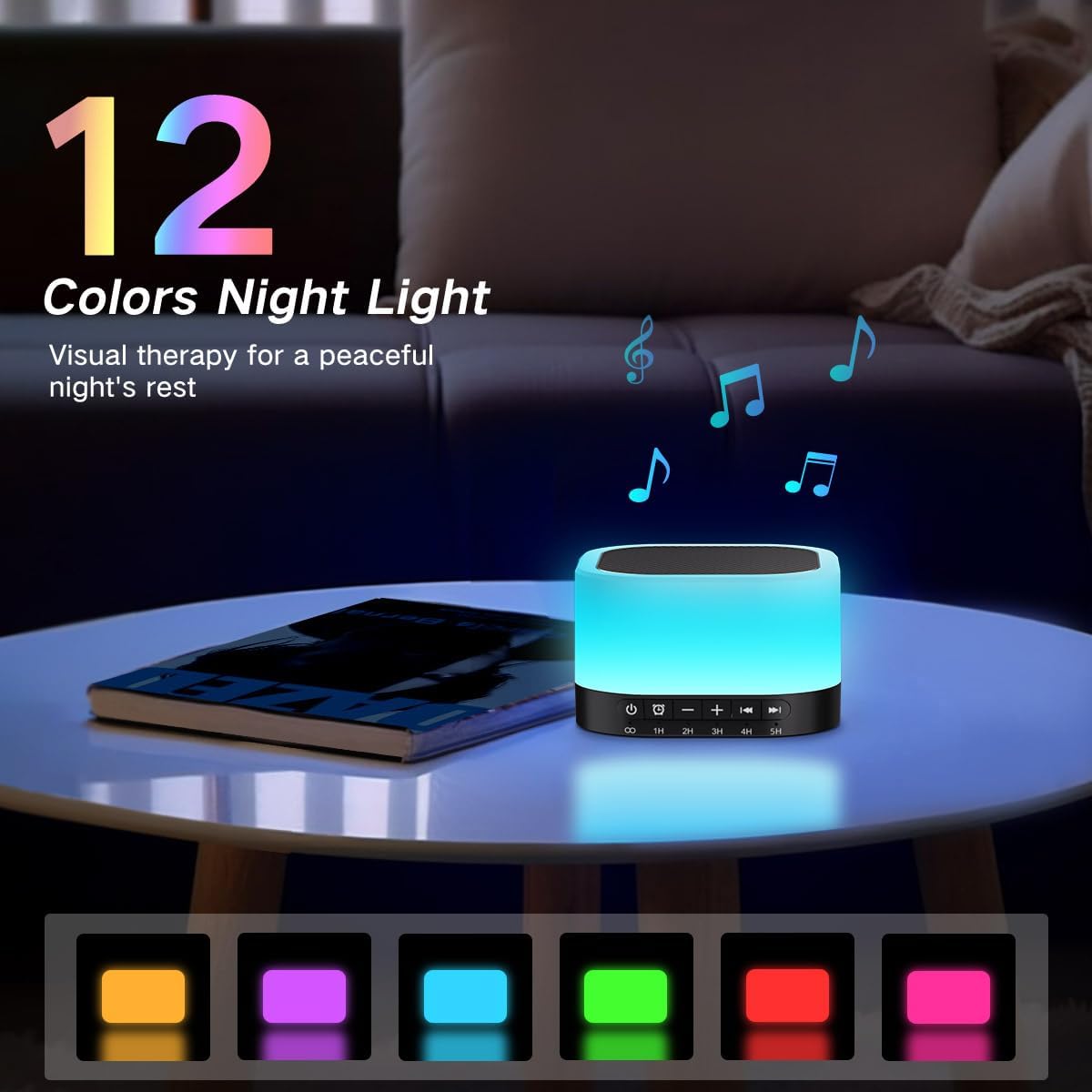 Sound Machine White Noise Machine with 25 Soothing Sounds 12 Colors Light with 10 Adjustable Levels 32 Adjustable Volumes 5 Timers Portable Sleep Machine for Adults Kids Baby (Wood)