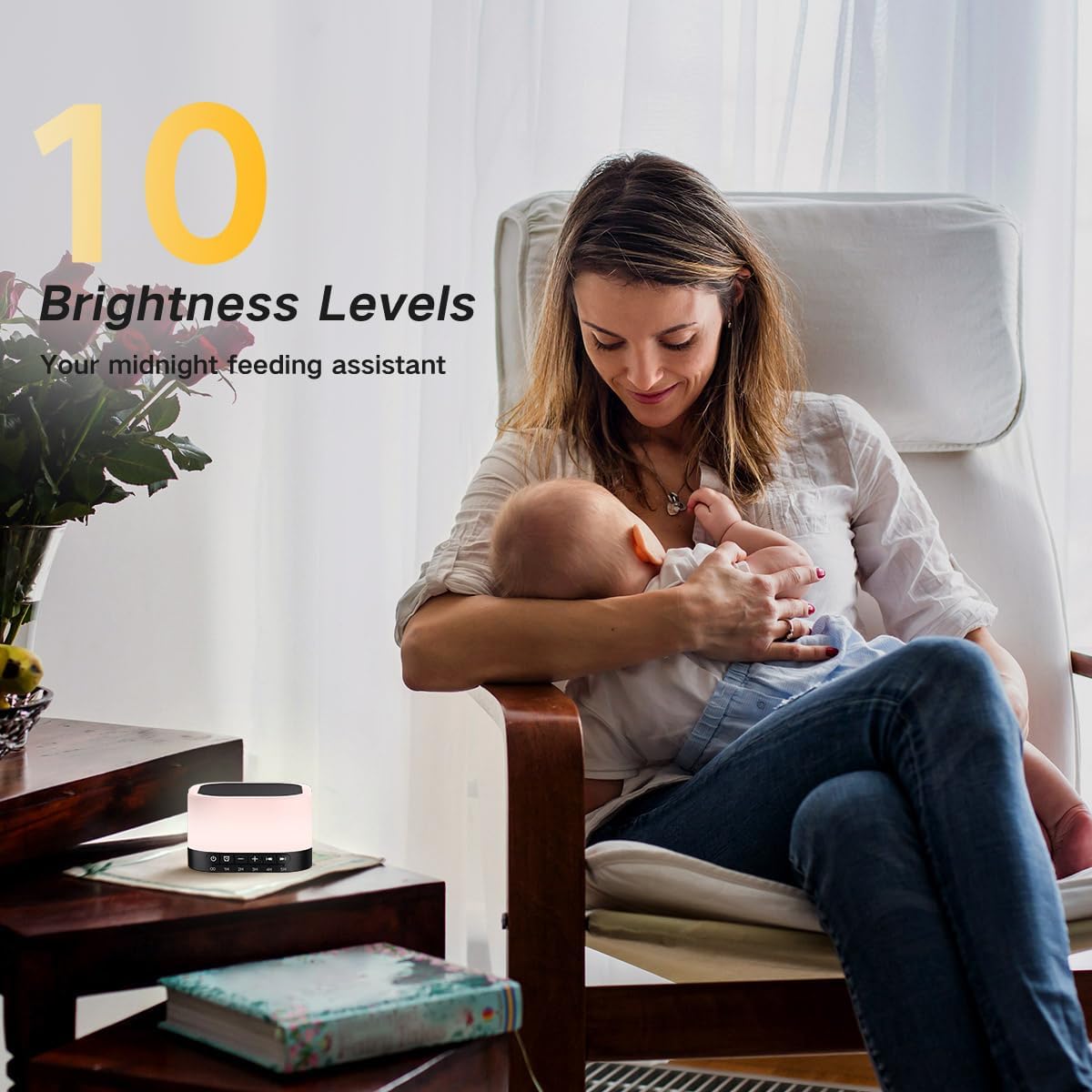 Sound Machine White Noise Machine with 25 Soothing Sounds 12 Colors Light with 10 Adjustable Levels 32 Adjustable Volumes 5 Timers Portable Sleep Machine for Adults Kids Baby (Wood)