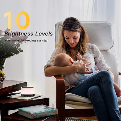 Sound Machine White Noise Machine with 25 Soothing Sounds 12 Colors Light with 10 Adjustable Levels 32 Adjustable Volumes 5 Timers Portable Sleep Machine for Adults Kids Baby (Wood)