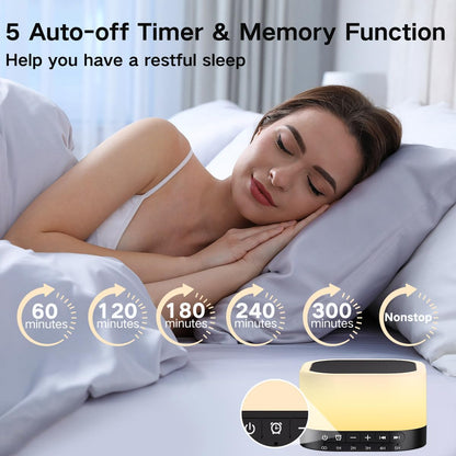 Sound Machine White Noise Machine with 25 Soothing Sounds 12 Colors Light with 10 Adjustable Levels 32 Adjustable Volumes 5 Timers Portable Sleep Machine for Adults Kids Baby (Wood)
