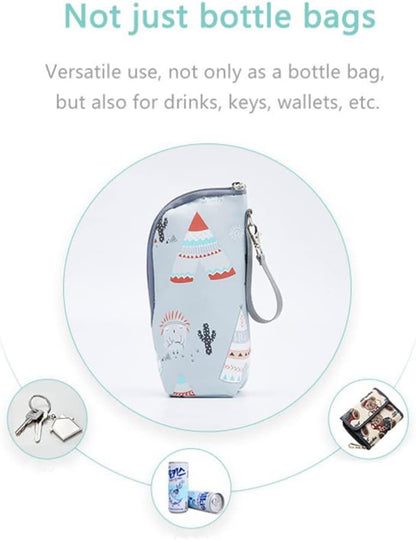 Infant Bottle Warmer - Portable Milk Bottle Bag, Insulated, Keeps Warm, Carrying Sleeve Pouch for Newborn Toddler Baby Bottles