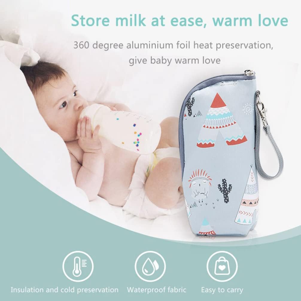 Infant Bottle Warmer - Portable Milk Bottle Bag, Insulated, Keeps Warm, Carrying Sleeve Pouch for Newborn Toddler Baby Bottles