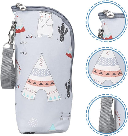 Infant Bottle Warmer - Portable Milk Bottle Bag, Insulated, Keeps Warm, Carrying Sleeve Pouch for Newborn Toddler Baby Bottles