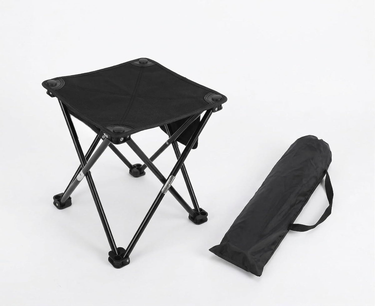 Portable Folding Camping Stool w/Foot Rest, Lightweight Mini Chair