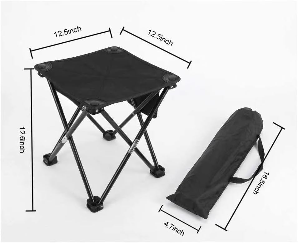 Portable Folding Camping Stool w/Foot Rest, Lightweight Mini Chair