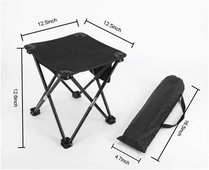 Portable Folding Camping Stool w/Foot Rest, Lightweight Mini Chair