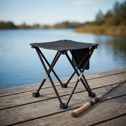 Portable Folding Camping Stool w/Foot Rest, Lightweight Mini Chair