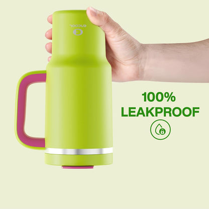 32 oz Tumbler with Handle and Straw: Stainless Steel Insulated Tumbler Keeps Cold for 24 Hours, Leakproof Travel Cup Fits in Cup Holder and BPA-Free,Brook Green