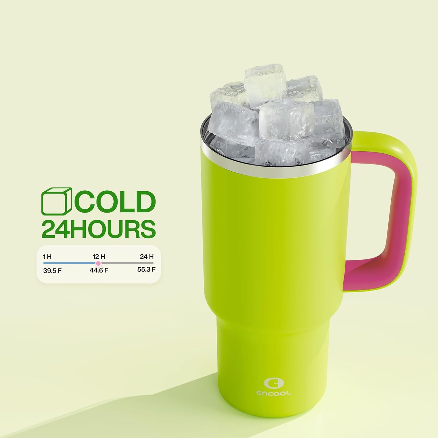 32 oz Tumbler with Handle and Straw: Stainless Steel Insulated Tumbler Keeps Cold for 24 Hours, Leakproof Travel Cup Fits in Cup Holder and BPA-Free,Brook Green
