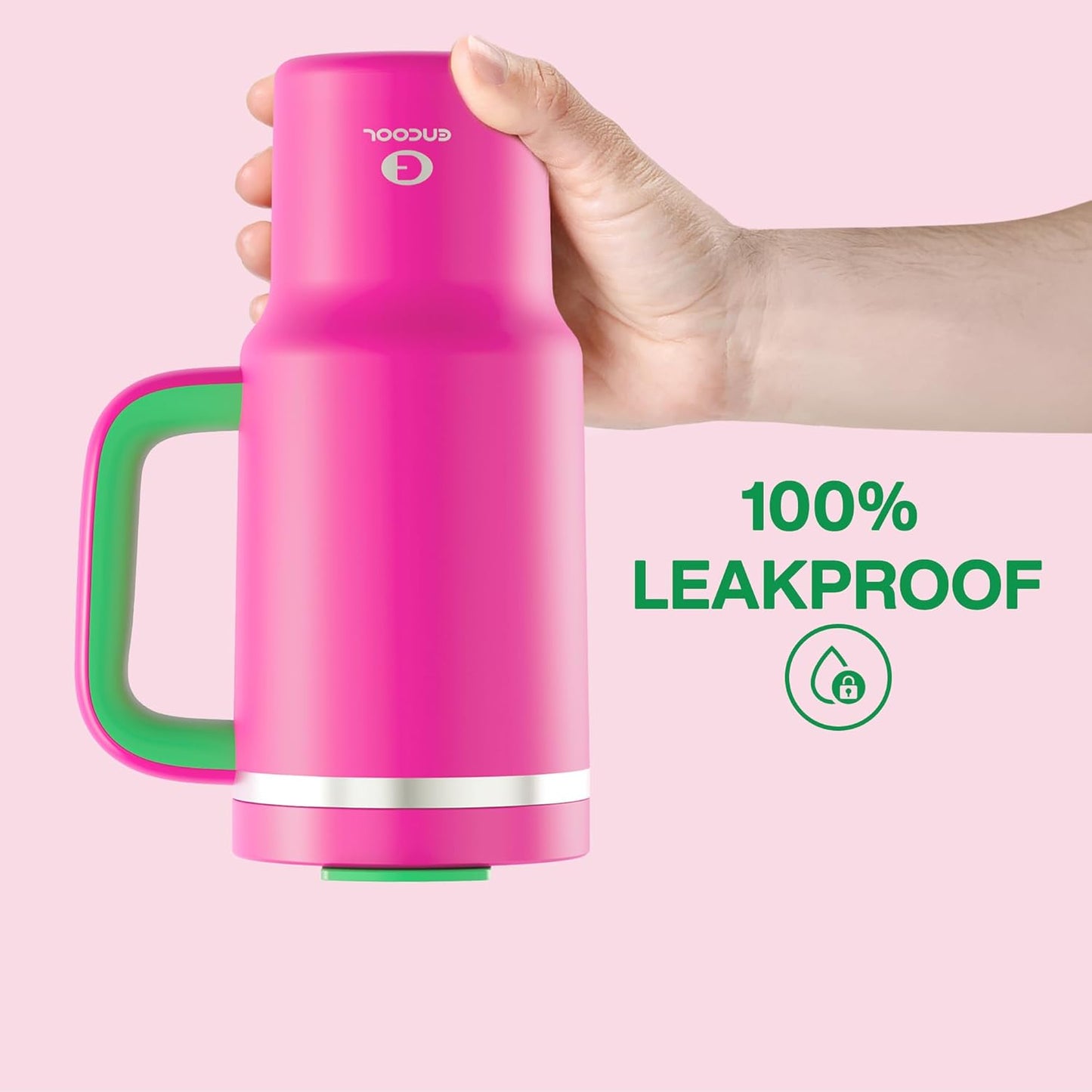 32 oz Tumbler with Handle and Straw: Stainless Steel Insulated Tumbler Keeps Cold for 24 Hours, Leakproof Travel Cup Fits in Cup Holder and BPA-Free,Brook Green